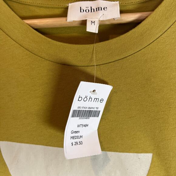 Böhme NWT Abstract Geo Stack Graphic Tee | Chartreuse Green M - Picture 5 of 5